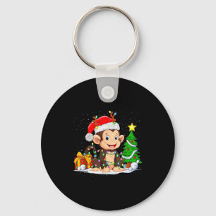 Cute Monkey Santa Christmas Tree Lights Xmas Pajam Key Ring
