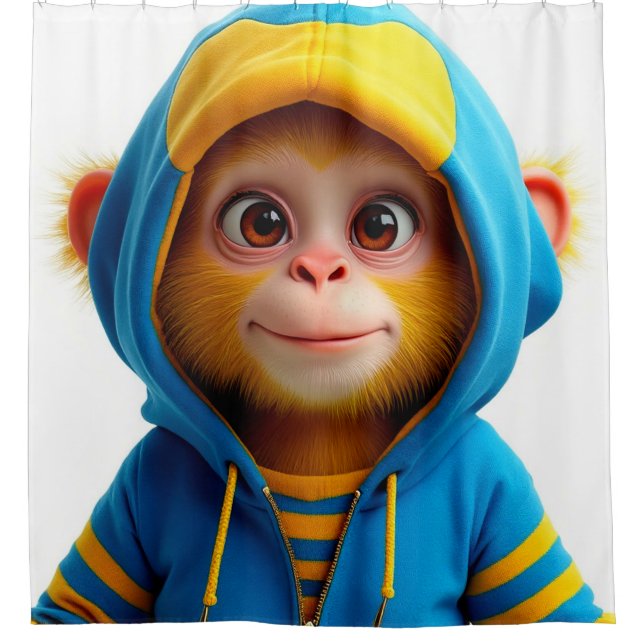 Cute Monkey Shower Curtain (Front)