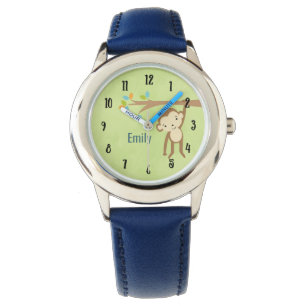 Cute Monkey Swinging From a Branch Personalised Watch