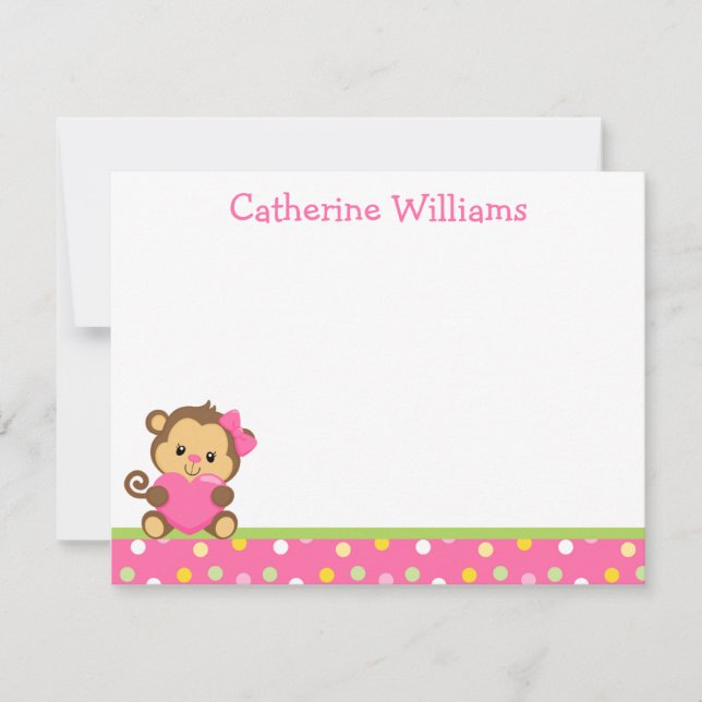 Cute Monkey Thank You Note Card (Front)