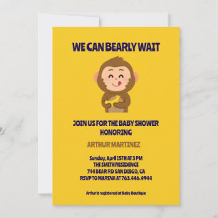 Cute Monkey Theme Boy Baby Shower  Invitation