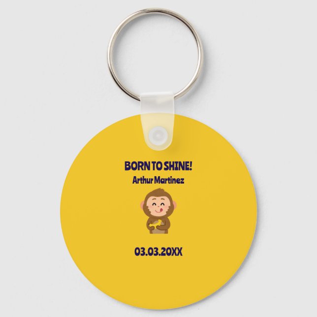 Cute Monkey Theme Boy Baby Shower  Key Ring (Front)
