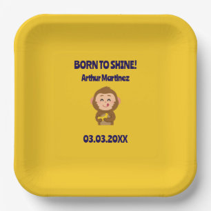 Cute Monkey Theme Boy Baby Shower  Paper Plate