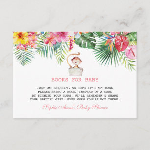 Cute Monkey Tropical Flowers Frame Baby Shower Enclosure Card