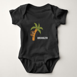 Cute Monkey Unique Boy Personalised Custom Name Baby Bodysuit