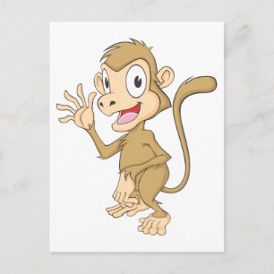 Cute Monkey Waving Hand Hi Hello Goodbye Postcard