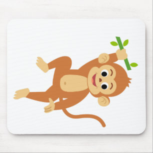 Cute Monkey with Bamboo Mouse Mat