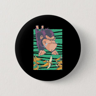 Cute Monkey With Bananas 6 Cm Round Badge