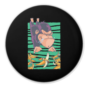 Cute Monkey With Bananas Ceramic Knob