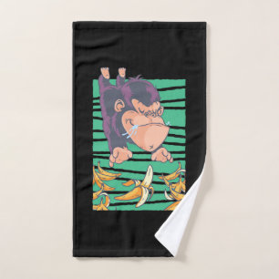 Cute Monkey With Bananas Hand Towel
