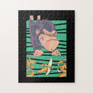 Cute Monkey With Bananas Jigsaw Puzzle