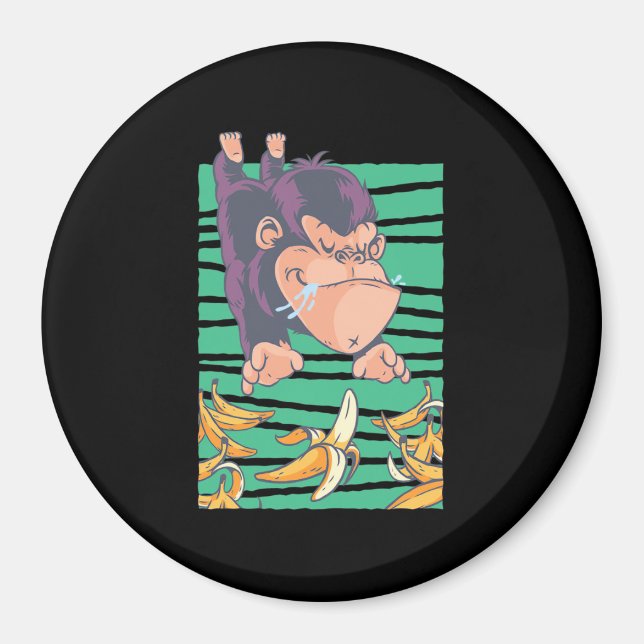 Cute Monkey With Bananas Magnet (Front)