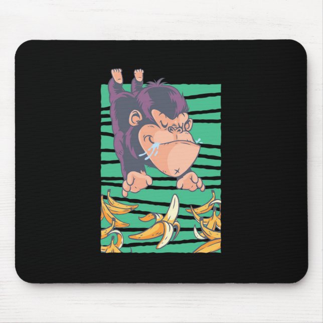 Cute Monkey With Bananas Mouse Mat (Front)