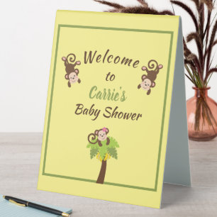 Cute Monkeys Baby Shower Welcome 