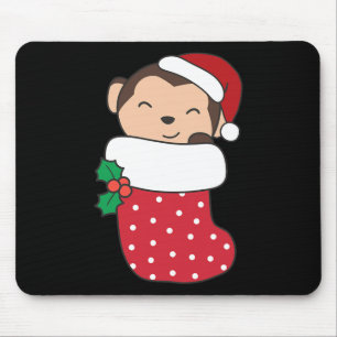 Cute Monkeys In Christmas Stockings For Christmas Mouse Mat