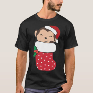 Cute Monkeys In Christmas Stockings For Christmas T-Shirt