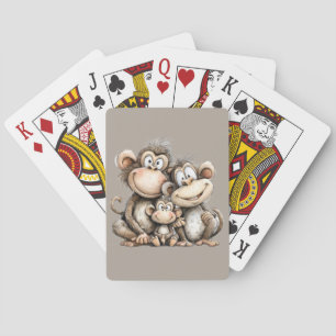 Cute monkeys playing cards