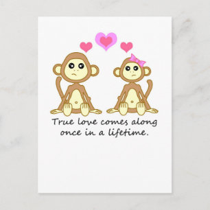 Cute Monkeys - True Love Comes Along Once in a... Postcard