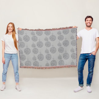 Cute Monochromatic Grey Christmas Balls Pattern Throw Blanket