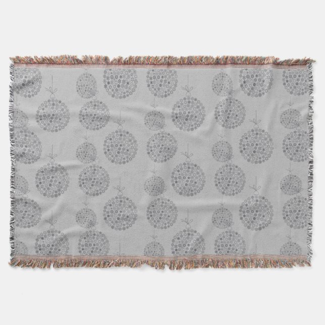 Cute Monochromatic Grey Christmas Balls Pattern  Throw Blanket (Front)