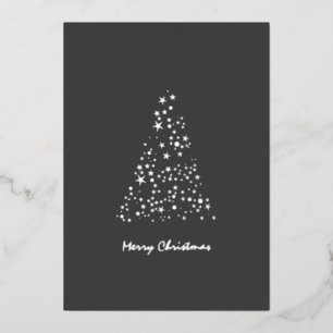 Cute Monochrome Brighty Stars Christmas Foil Holiday Card