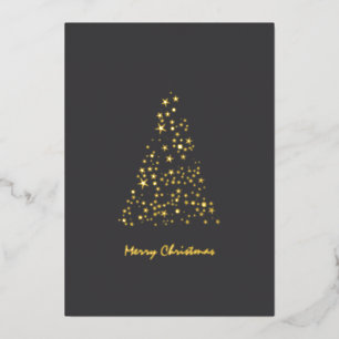Cute Monochrome Brighty Stars Christmas  Foil Holiday Card