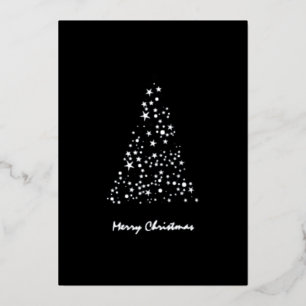 Cute Monochrome Brighty Stars Christmas  Foil Holiday Card