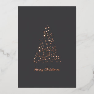 Cute Monochrome Brighty Stars Christmas  Foil Holiday Card