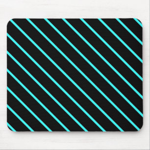 Cute monogram aqua black stripes All-Over-Print T- Mouse Mat