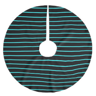 Cute monogram aqua black stripes brushed polyester tree skirt
