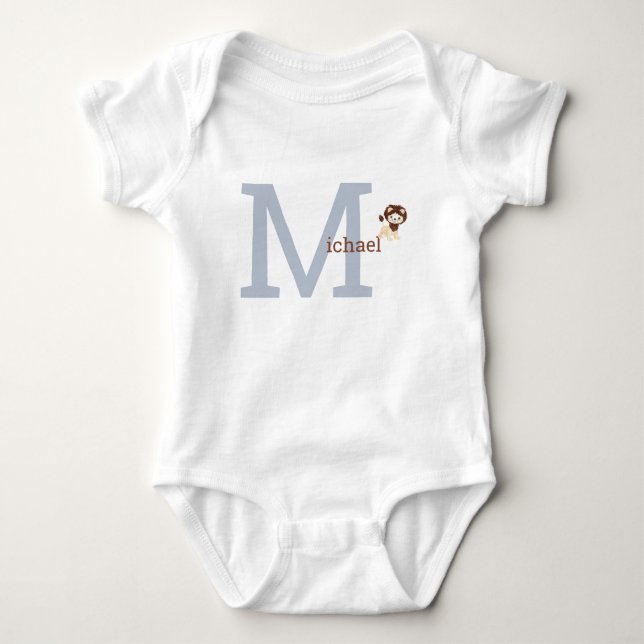 Cute Monogram Baby Boy Bodysuit Lion (Front)