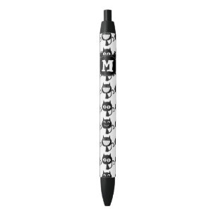 Cute Monogram Black Cat Expressions Pattern Ink Pen