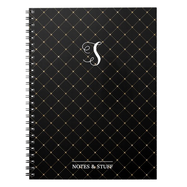 Cute Monogram Black Honeycomb Bee Design  Notebook (Front)