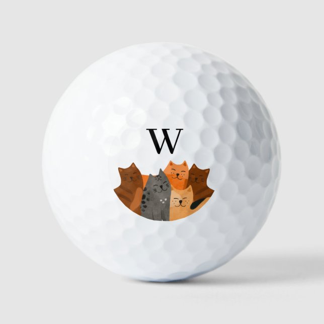 Cute Monogram Cat  Golf Balls (Front)
