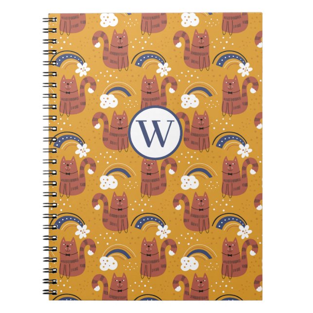 Cute Monogram Cat  Notebook (Front)
