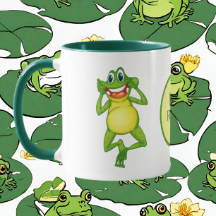 Cute monogram frog add name mug