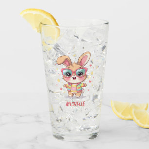 Cute monogram girly bunny wearing glasses