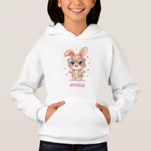 Cute monogram girly bunny wearing glasses