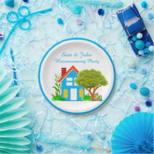 Cute Monogram Housewarming Party  Paper Plates 9"