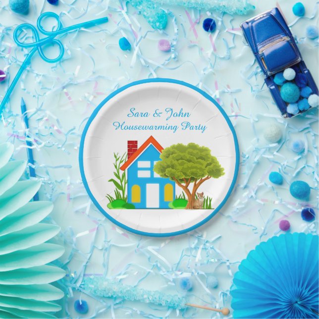 Cute Monogram Housewarming Party  Paper Plates 9" (Party)