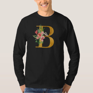 Cute Monogram Initial Coloured Letters Flowers Cap T-Shirt