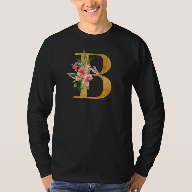 Cute Monogram Initial Coloured Letters Flowers Cap T-Shirt (Front)