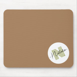 Cute Monogram initial with script Brown White Mouse Mat
