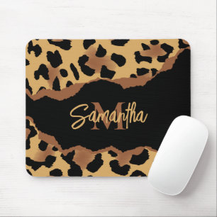 Cute Monogram Leopard Print Mouse Mat