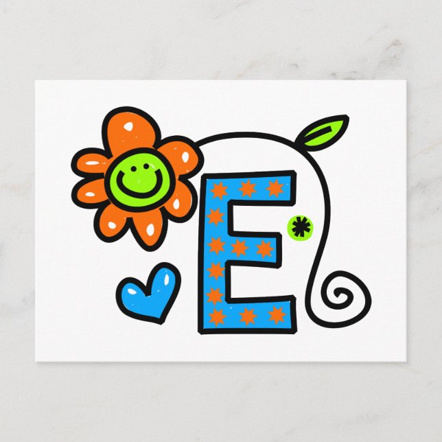 Cute Monogram Letter E Greeting Text Expression Postcard (Front)