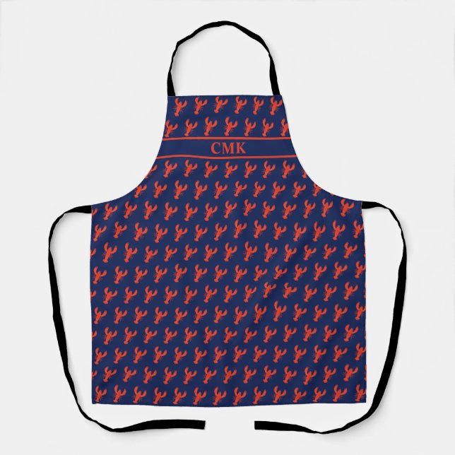 Cute Monogram Lobster Pattern Apron (Front)