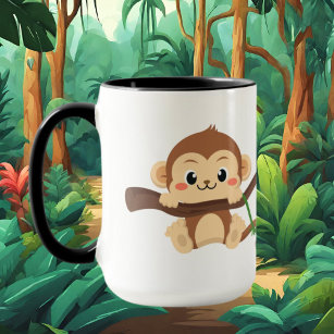 cute monogram monkey add name Mug 