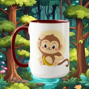 cute monogram monkey add name mug