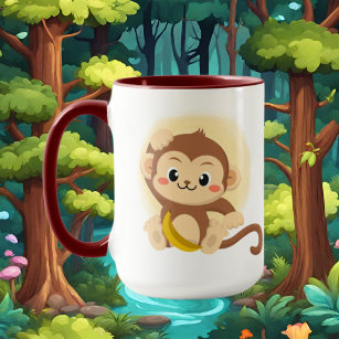 cute monogram monkey add name mug