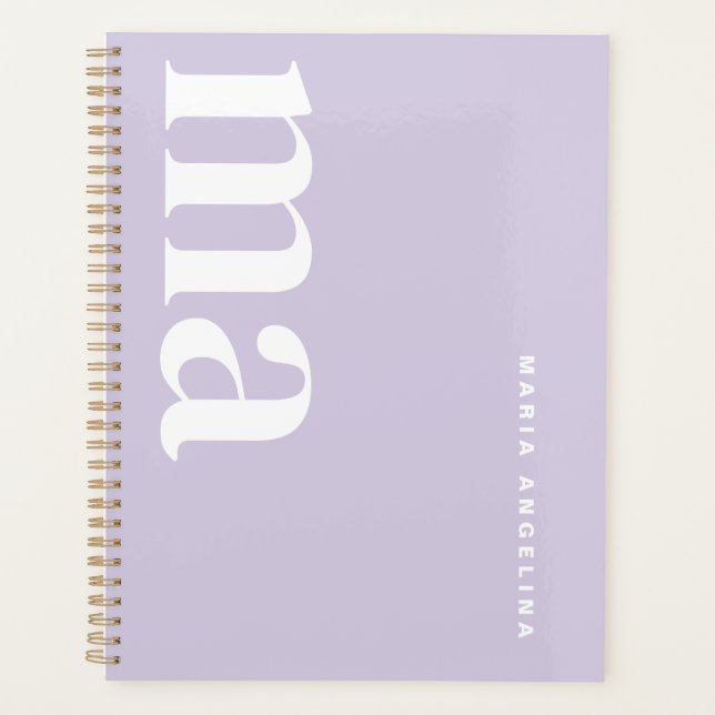 Cute Monogram Name Purple School Planner (Front)